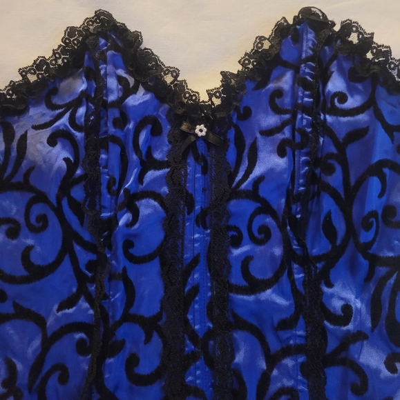 BLUE BLACK BUSTIER BRA, SIZE L - Picture 3 of 11